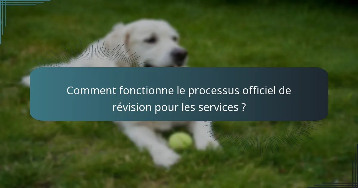 Comment fonctionne le processus officiel de révision pour les services ?