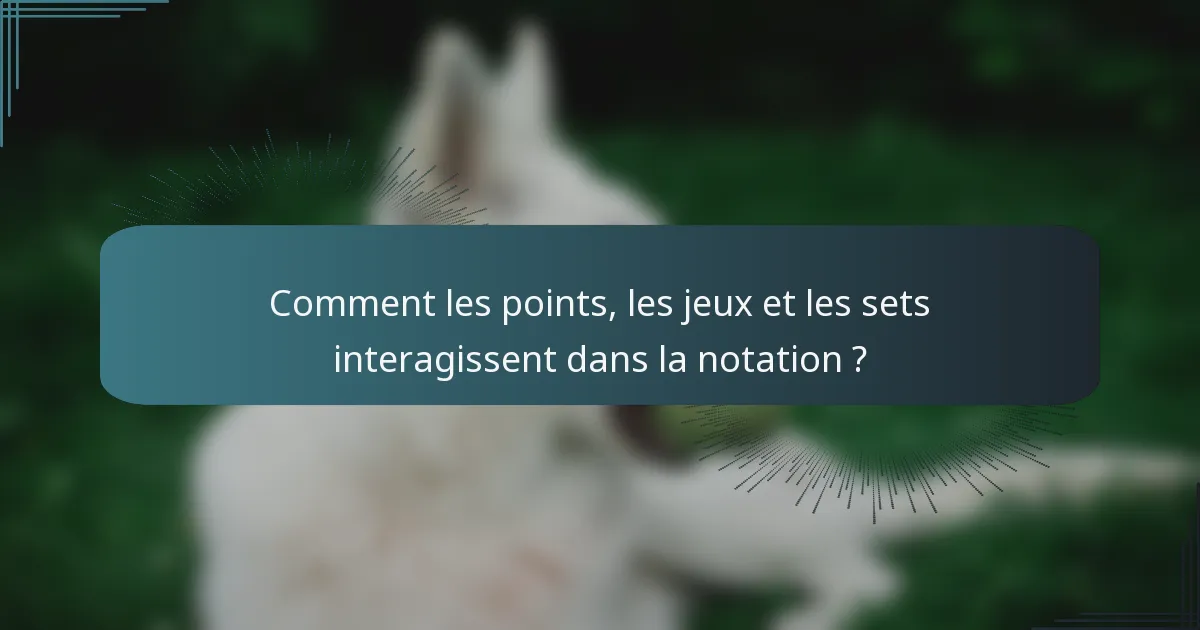Comment les points, les jeux et les sets interagissent dans la notation ?