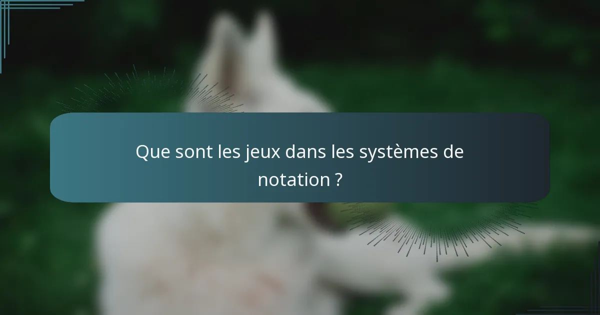 Que sont les jeux dans les systèmes de notation ?