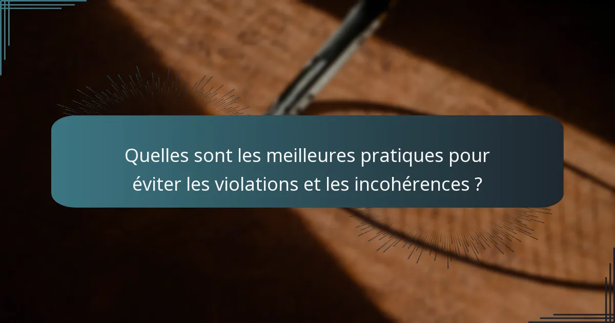 Quelles sont les meilleures pratiques pour éviter les violations et les incohérences ?