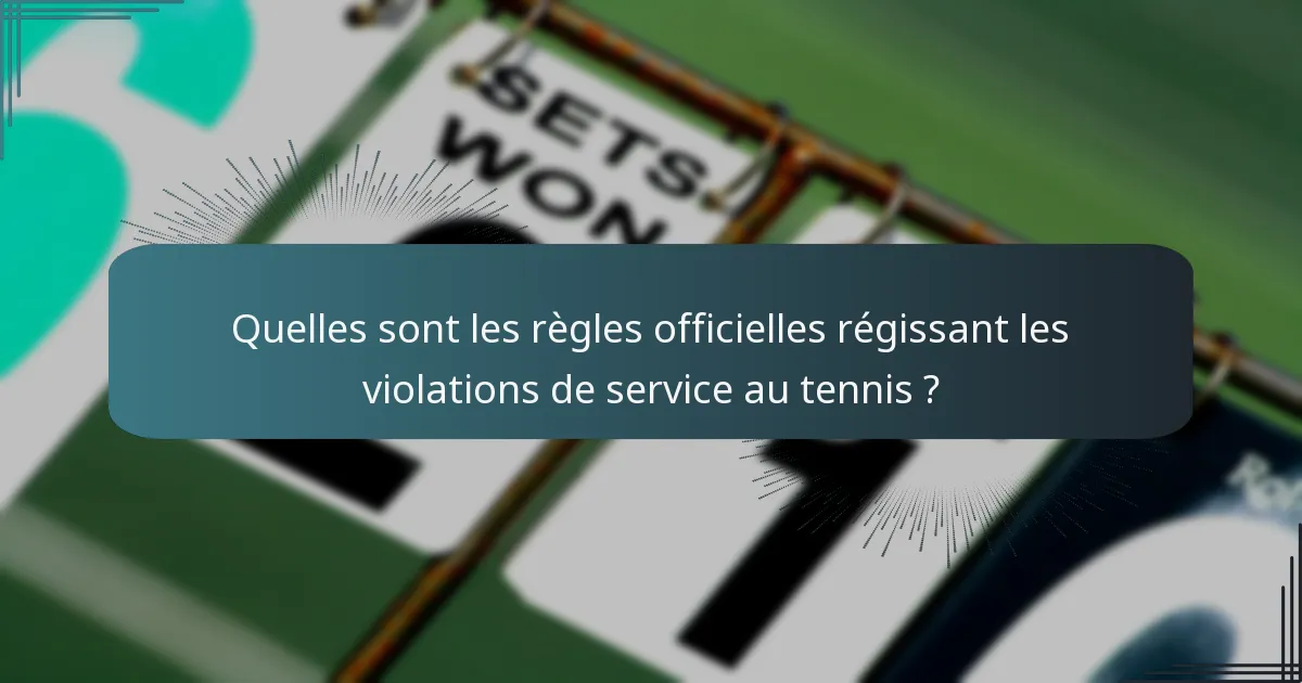 Quelles sont les règles officielles régissant les violations de service au tennis ?