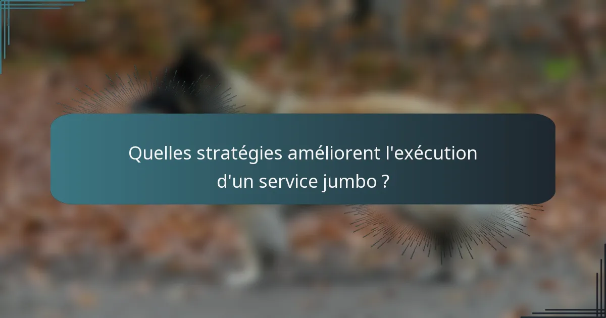 Quelles stratégies améliorent l'exécution d'un service jumbo ?